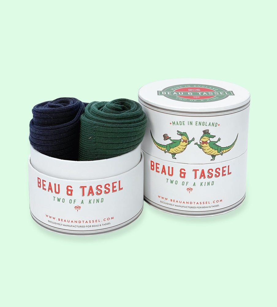 Combed Cotton Gift Set: Signature Solid - Navy & Racing Green