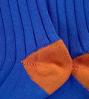 
                  
                    Load image into Gallery viewer, Wide Wale: Blue/Orange - Cushioned Combed Cotton
                  
                