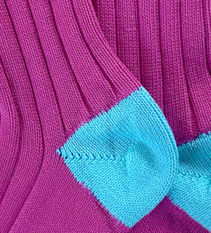 
                  
                    Load image into Gallery viewer, Wide Wale: Magenta/Turquoise - Cushioned Combed Cotton
                  
                