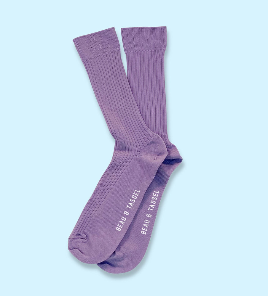 Dusty Pink Crew Socks, Combed Cotton